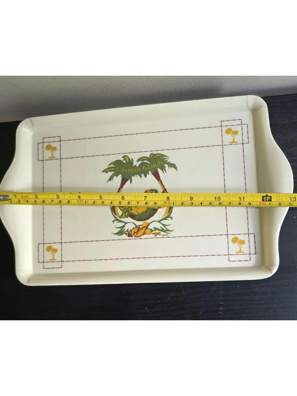 Set of 4 Vintage Cayman Islands PDL Plastic Serving Trays with Sir Turtle Design